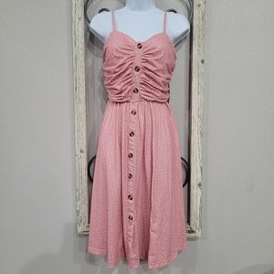 Pink Polka Dot Button-Front Dress